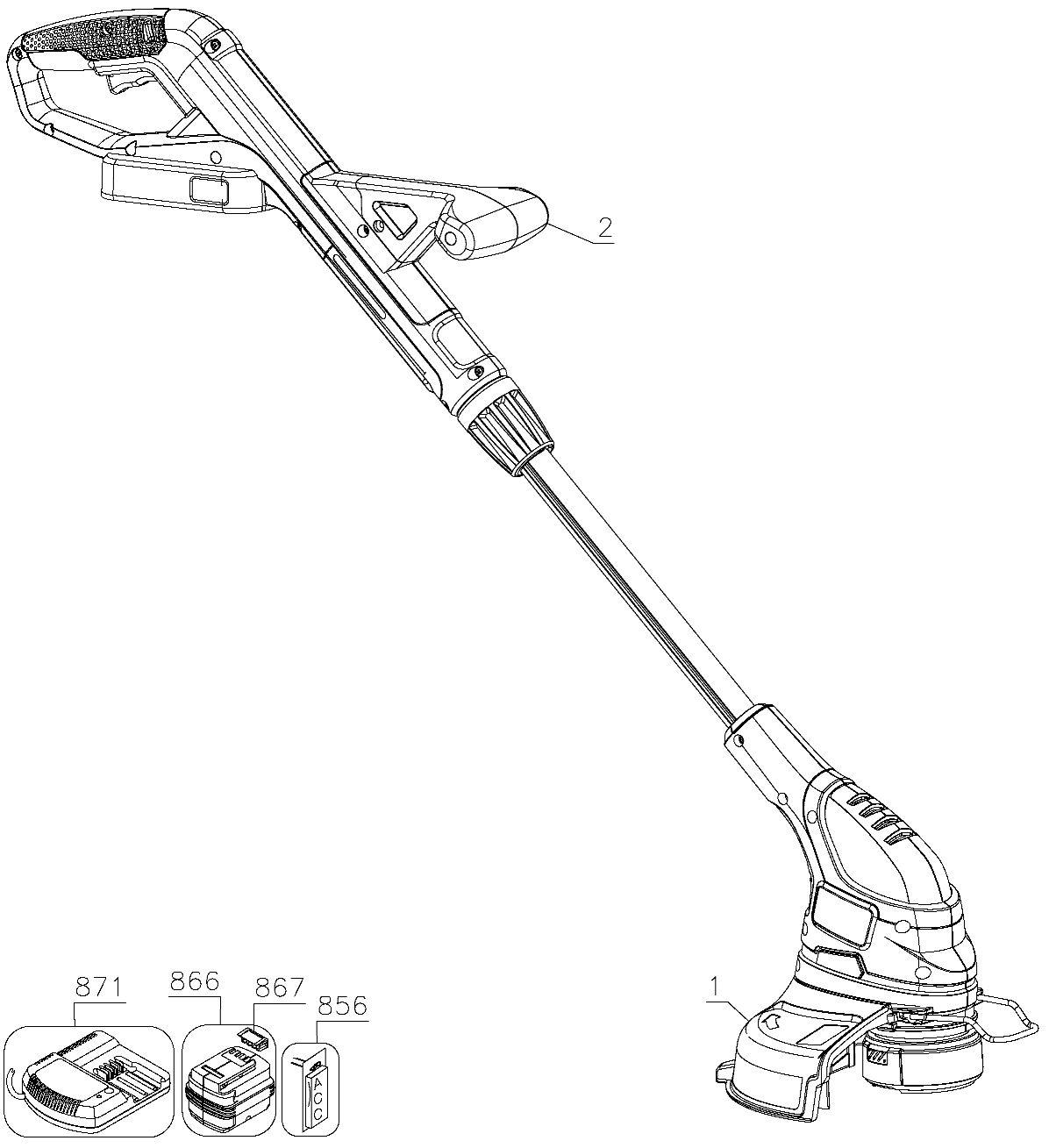Default Diagram and Parts List for NST2218 Type 1 Black and Decker Trimmer